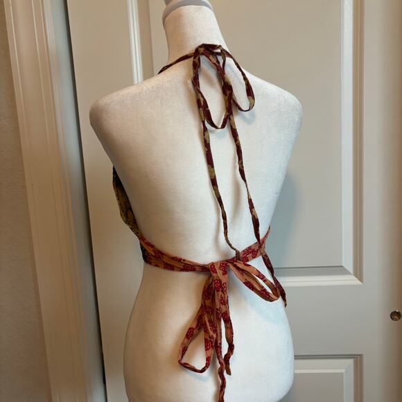 Hippie Forever Boho Patchwork Printed Halter Top Indie Festival Coachella - Picture 5 of 8